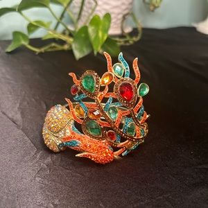 Peacock with Genuine Crystals Vintage Y2K Statement Bracelet